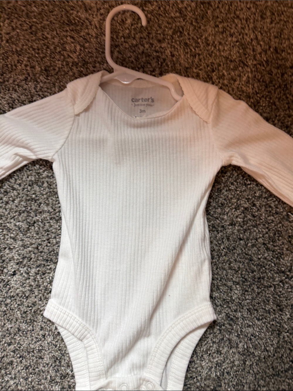 Carter's Cream Ribbed Long-Sleeve Baby One-Piece